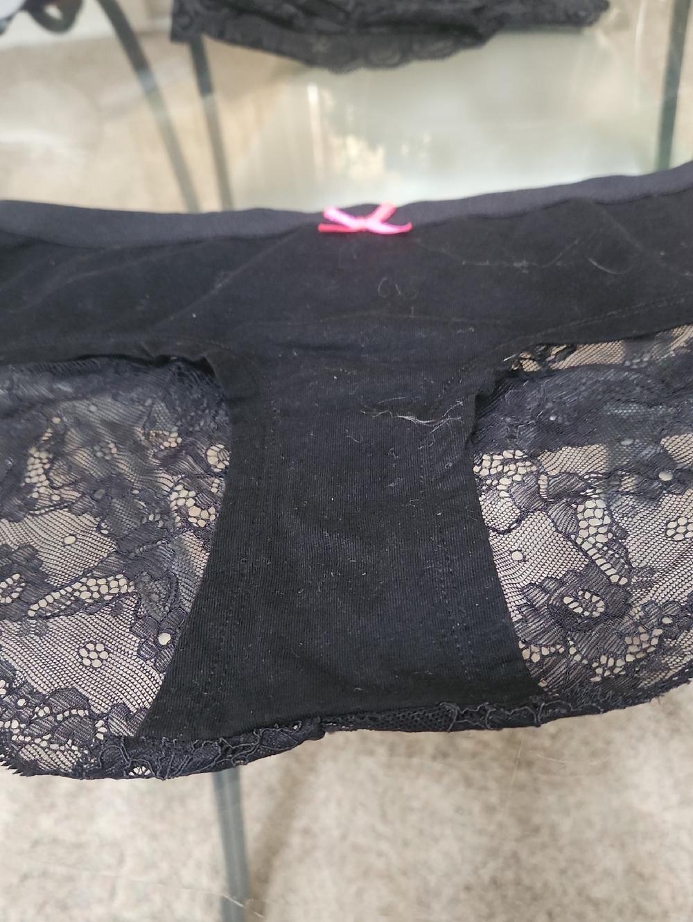Xhilaration Black Lace Bikini Panties with Pink Bow 3/15
